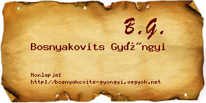 Bosnyakovits Gyöngyi névjegykártya